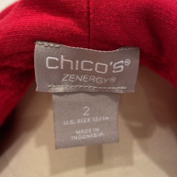 Chico’s Zenergy Red Cowl Neck Knit Tunic Blouse Size Large - Picture 4 of 5